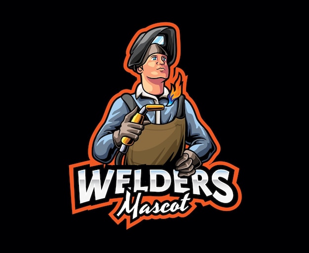 Vector welder mascot logo design