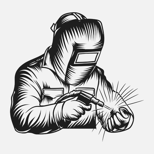 Welder vector illustration black and white