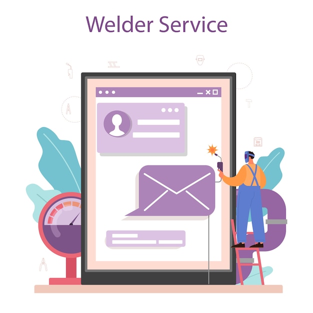 Welder and welding online service or platform on differernt device concept