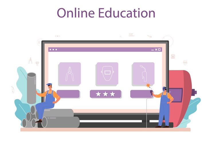 Vector welder and welding online service or platform on differernt device concept