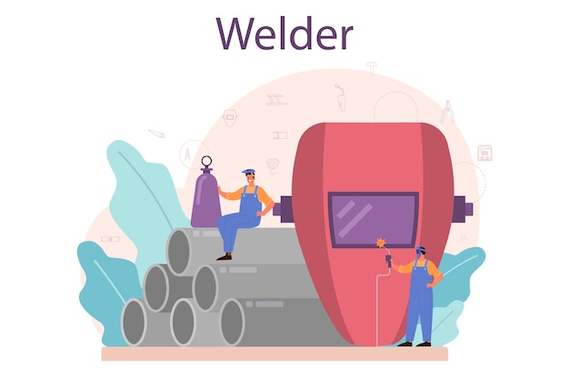 Vector welder and welding service concept.