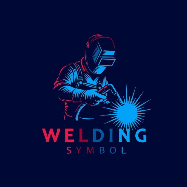 Welders die met een lashelm werken Vectorillustratie