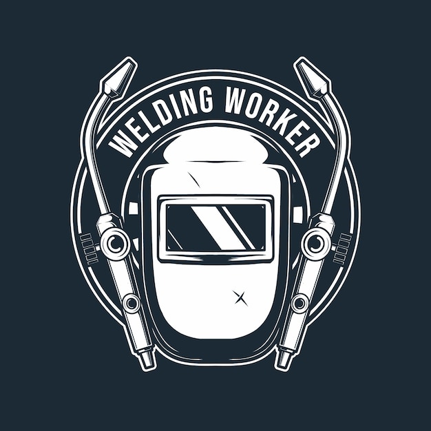 Vector welding worker badge logo template