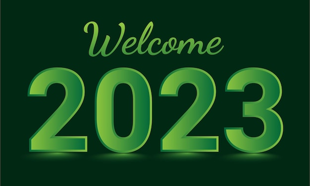 Welkom 2023 groene teksteffecten voor het gelukkige nieuwe jaar social media bannerontwerp