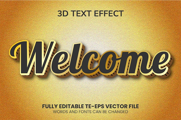 Vector welkom 3d bewerkbaar teksteffect