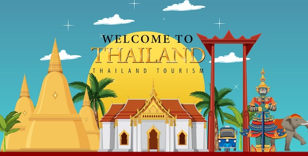 Vector welkom bij de banner van thailand