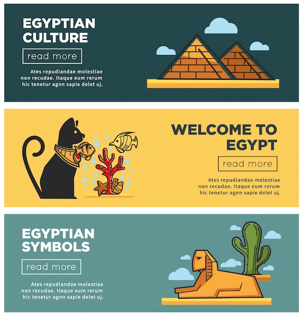 Welkom bij Egypte promotionele internet posters sjablonen set