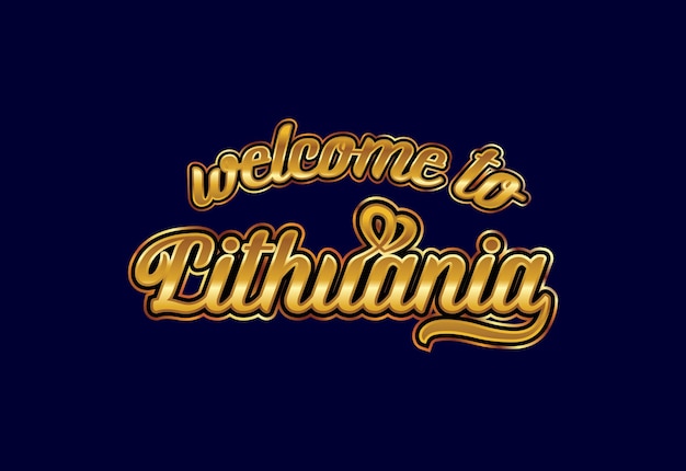 Welkom bij Litouwen Word Tekst Creatief Lettertype Ontwerp Illustratie Welkomstbord