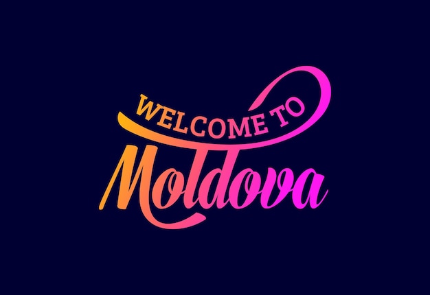 Welkom bij Moldavië Word Tekst Creatief Lettertype Ontwerp Illustratie Welkomstbord
