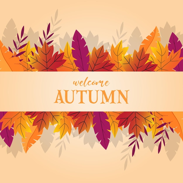 welkom herfst hallo herfst vectorachtergrond geschikt voor kaartbanner of poster