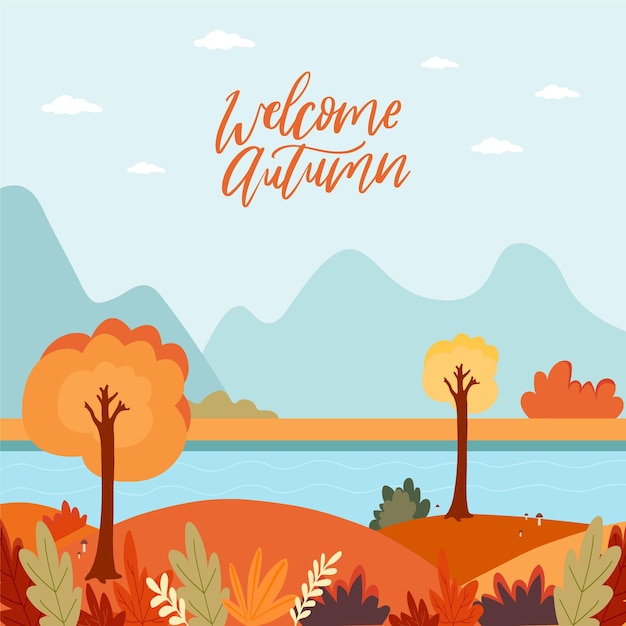 Vector welkom herfst illustratie kaart