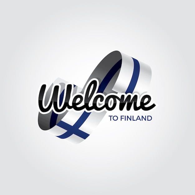 Welkom in Finland, vectorillustratie op een witte achtergrond