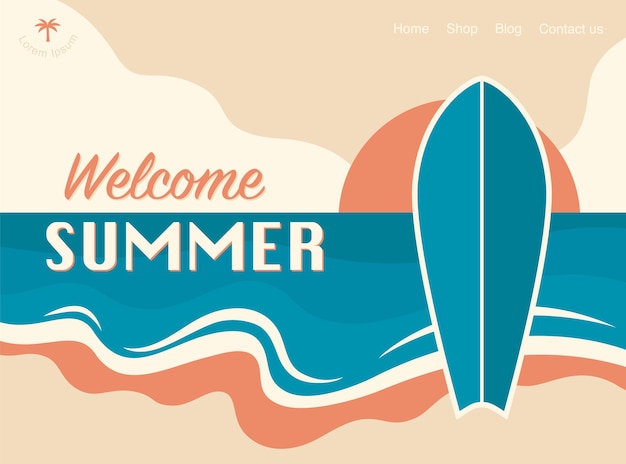 Welkom zomer conceptontwerp banner