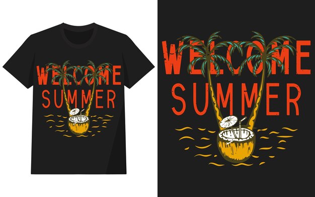 Welkom zomer en zonsondergang Vector grafiek en typefout voor t-shirt en andere toepassingen
