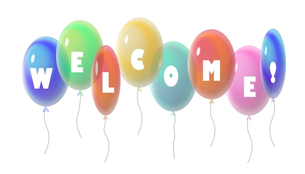 Welkomstzin op ballonnen Uitnodiging feestelijke ballonnen met groeten.