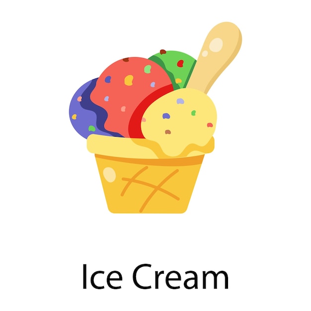 아이스크림의 잘 만들어진 평면 아이콘