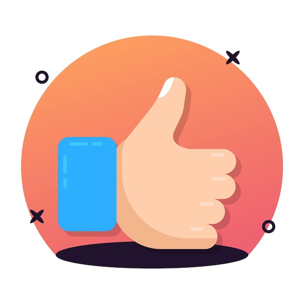 well crafted flat icon of thumbs up showing concept of like