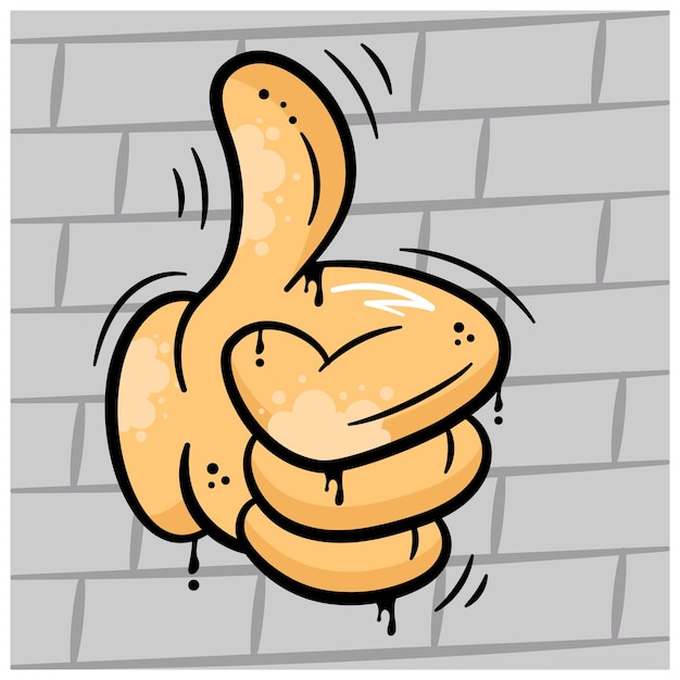 Well crafted graffiti style flat icon of thumbs up showing concept of like