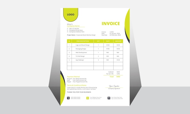 Vector well designed company invoice vector template