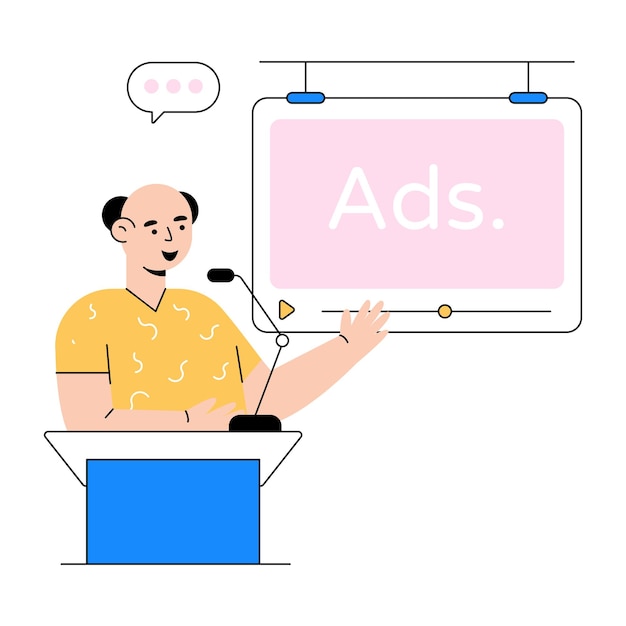 A well-designed flat illustration of advertising