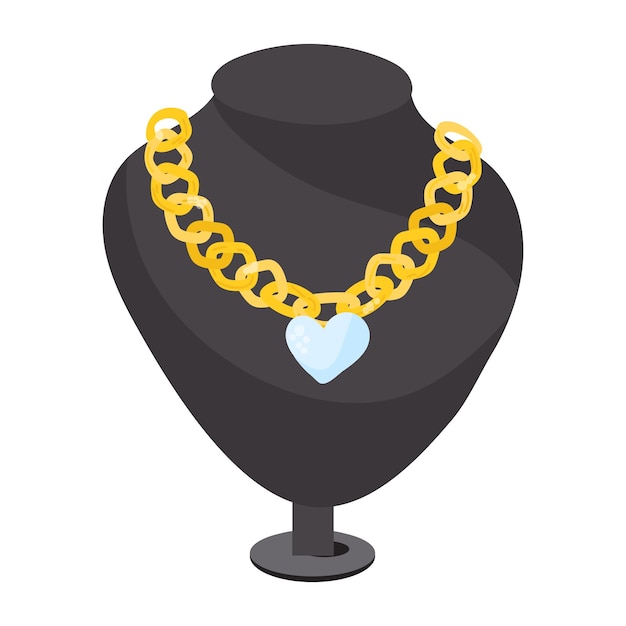 A well-designed flat sticker icon of gold necklace