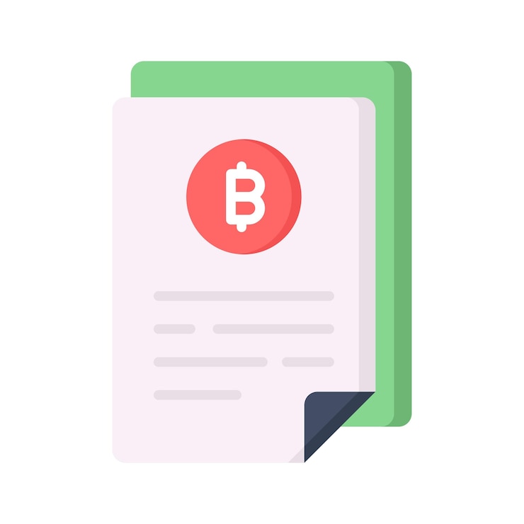 Vector well designed icon of bitcoin document btc with document