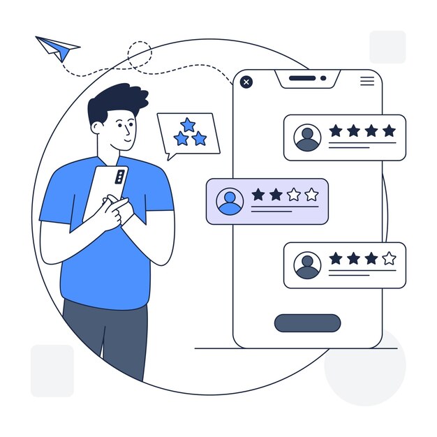 Vettore un'illustrazione di contorno ben progettata della recensione del cliente