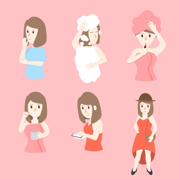 Vector well dress girl woman lady ladies prepare preparation for love valentine's dinner character