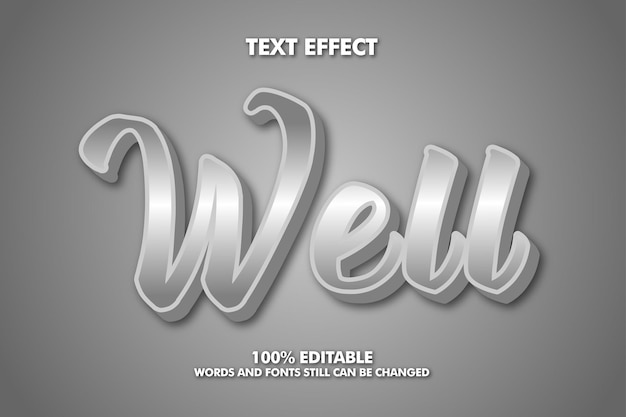 Well Modern bold 3d typography cartoon editable text effect