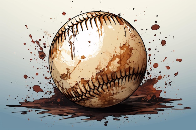 Хорошо использованный и изношенный бейсбольный мяч, изолированный на белом с обтравочной дорожкой