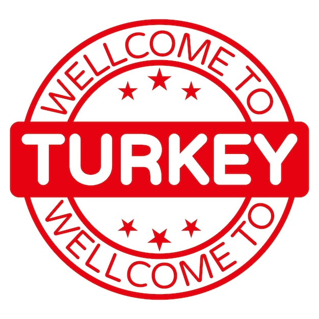 Знак "Добро пожаловать в Турцию", штамп, векторная иллюстрация стикера