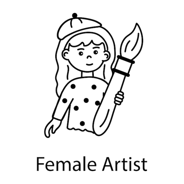 A welldesigned doodle icon of female artist