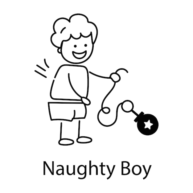 A welldesigned doodle icon of naughty boy