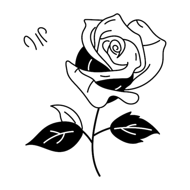 Welldesigned doodle icon of scarlet rose