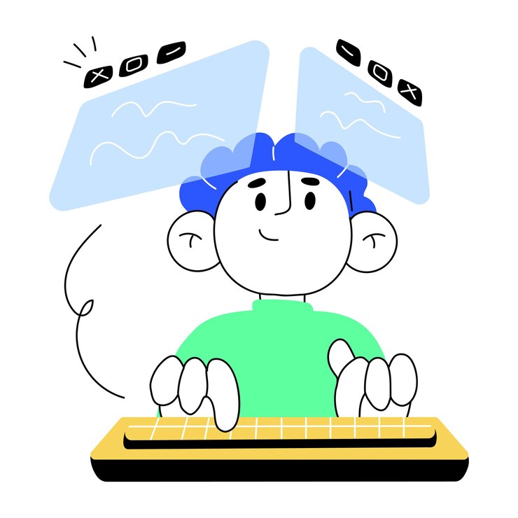 Vector a welldesigned doodle mini illustration of employee working