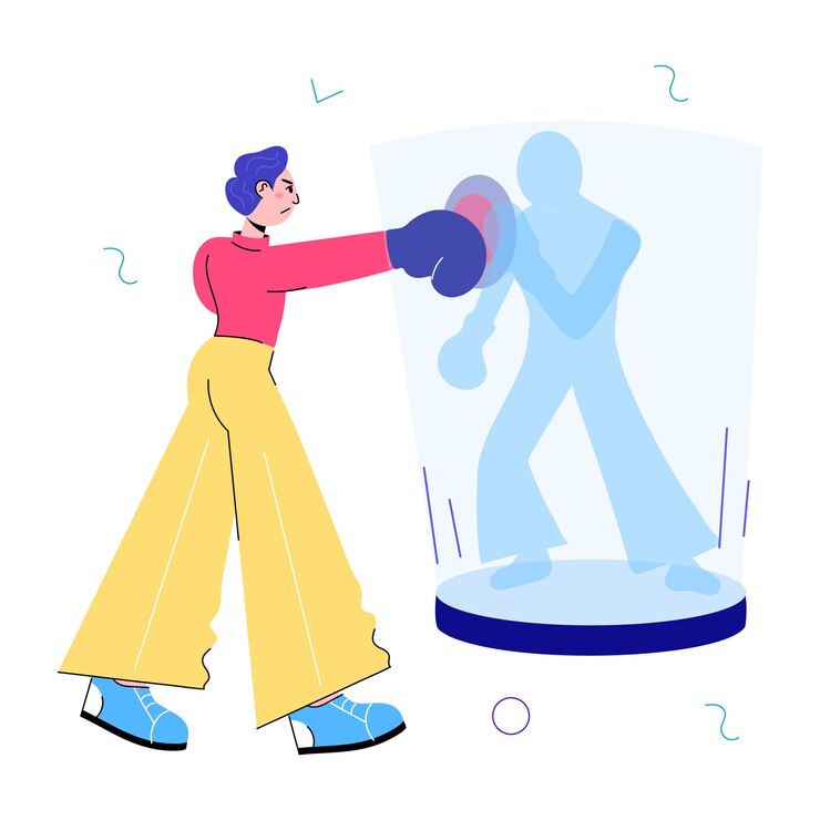 Vector a welldesigned doodle mini illustration of vr boxing