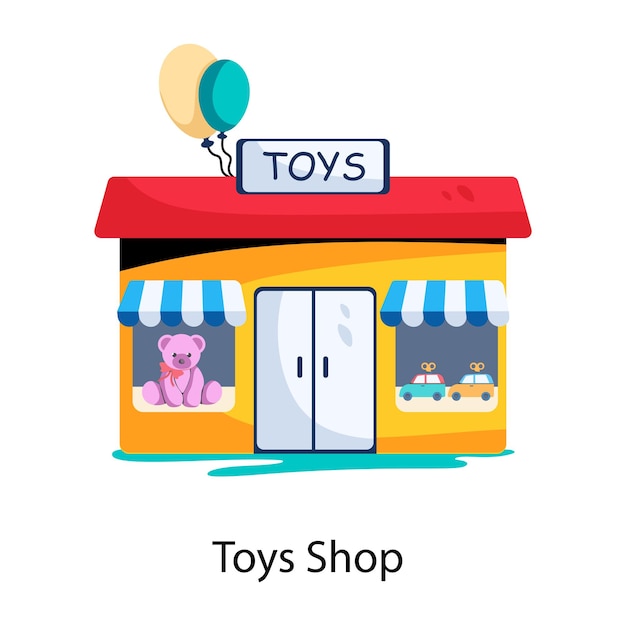 A welldesigned flat icon of toys shop