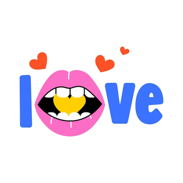 Vector a welldesigned flat sticker of love typography