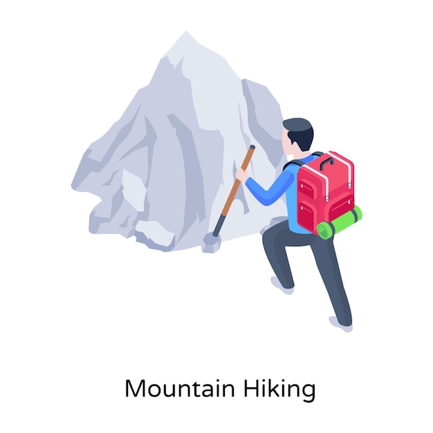 A welldesigned isometric icon of hiking