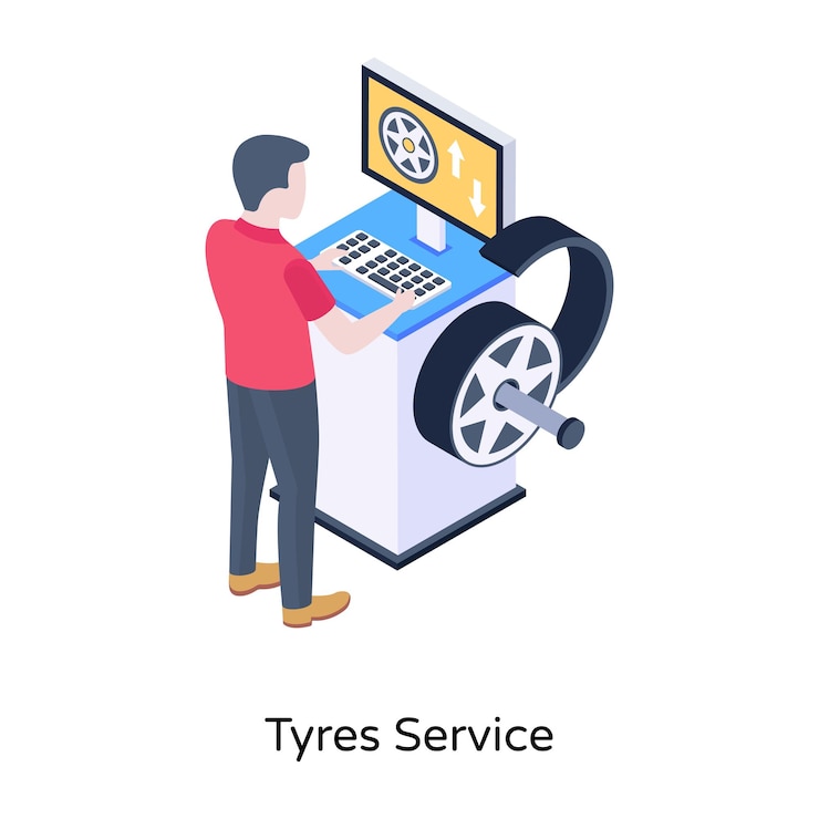Vector a welldesigned isometric icon of tyres service
