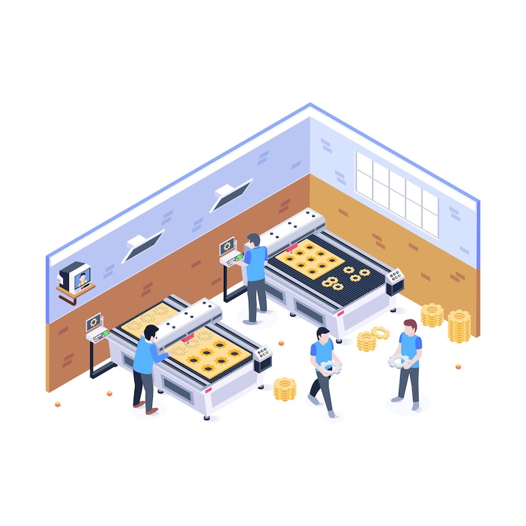 Vector a welldesigned isometric illustration of cutter machinery