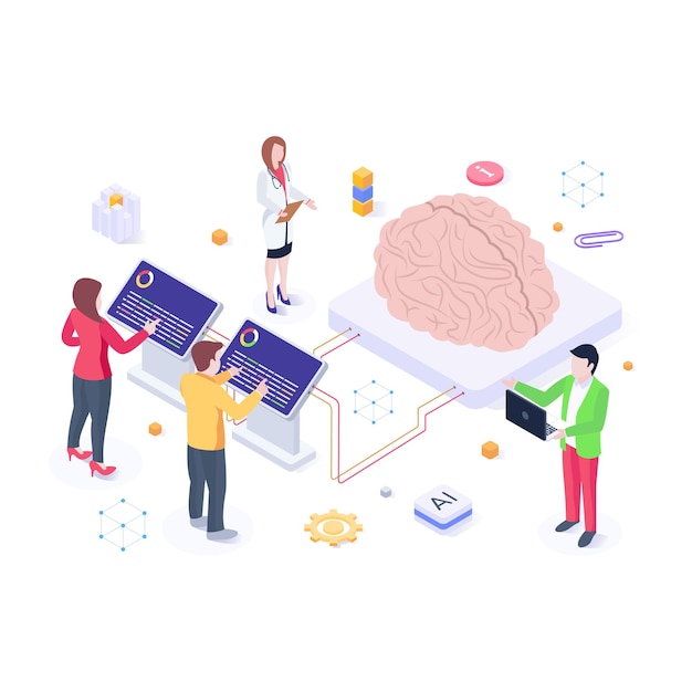 Vector a welldesigned isometric illustration of neuralink