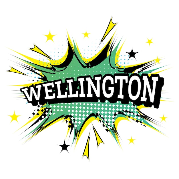 Wellington comic text in stile pop art. illustrazione di vettore.