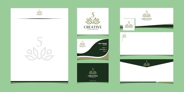 Vector wellness and beauty logo design with business card template