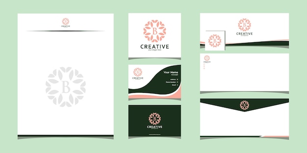 Дизайн логотипа велнес и красоты с шаблоном визитной карточки