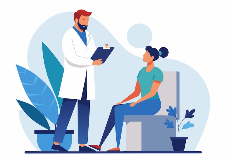 Vector wellness checkup on white background