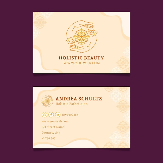 Vector wellness flat horizontal business cards