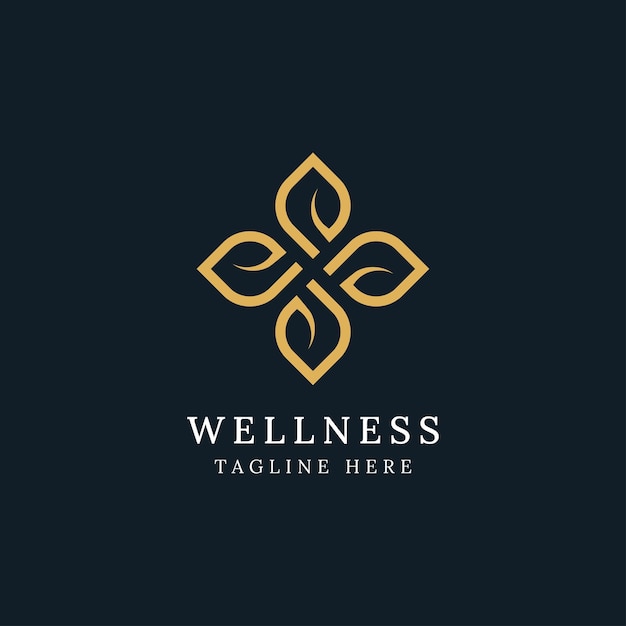 Wellness logo ontwerp sjabloon embleem met bladeren en lijnen voor beauty spa concept