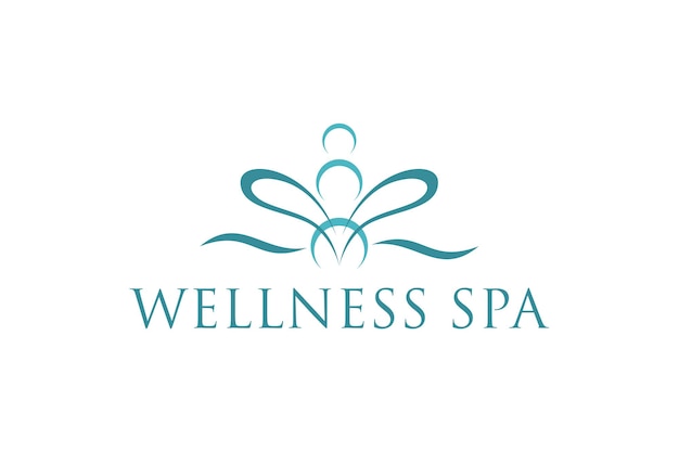 Vettore wellness yoga spa logo design forma fiore di loto simbolo dell'icona