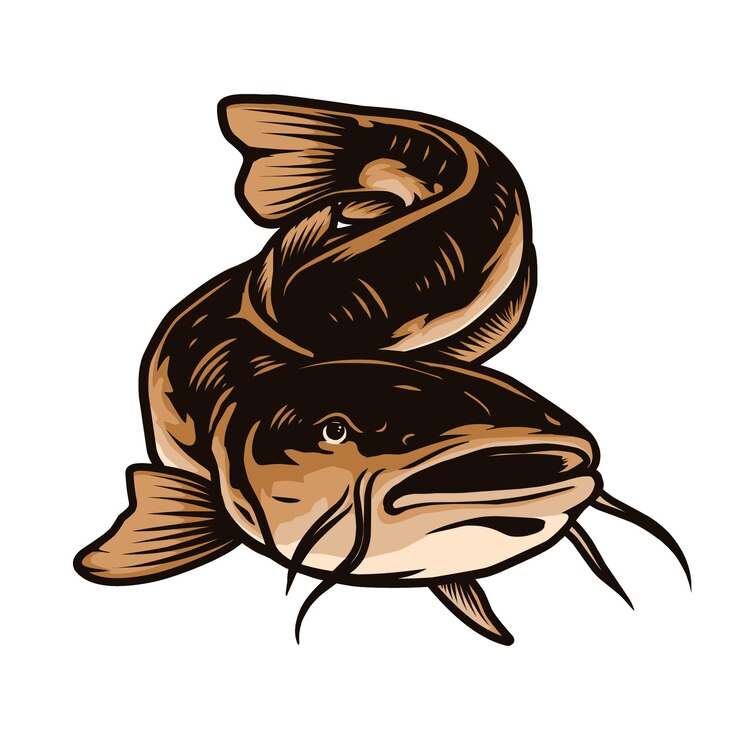 Vector wels catfish vector drawing design